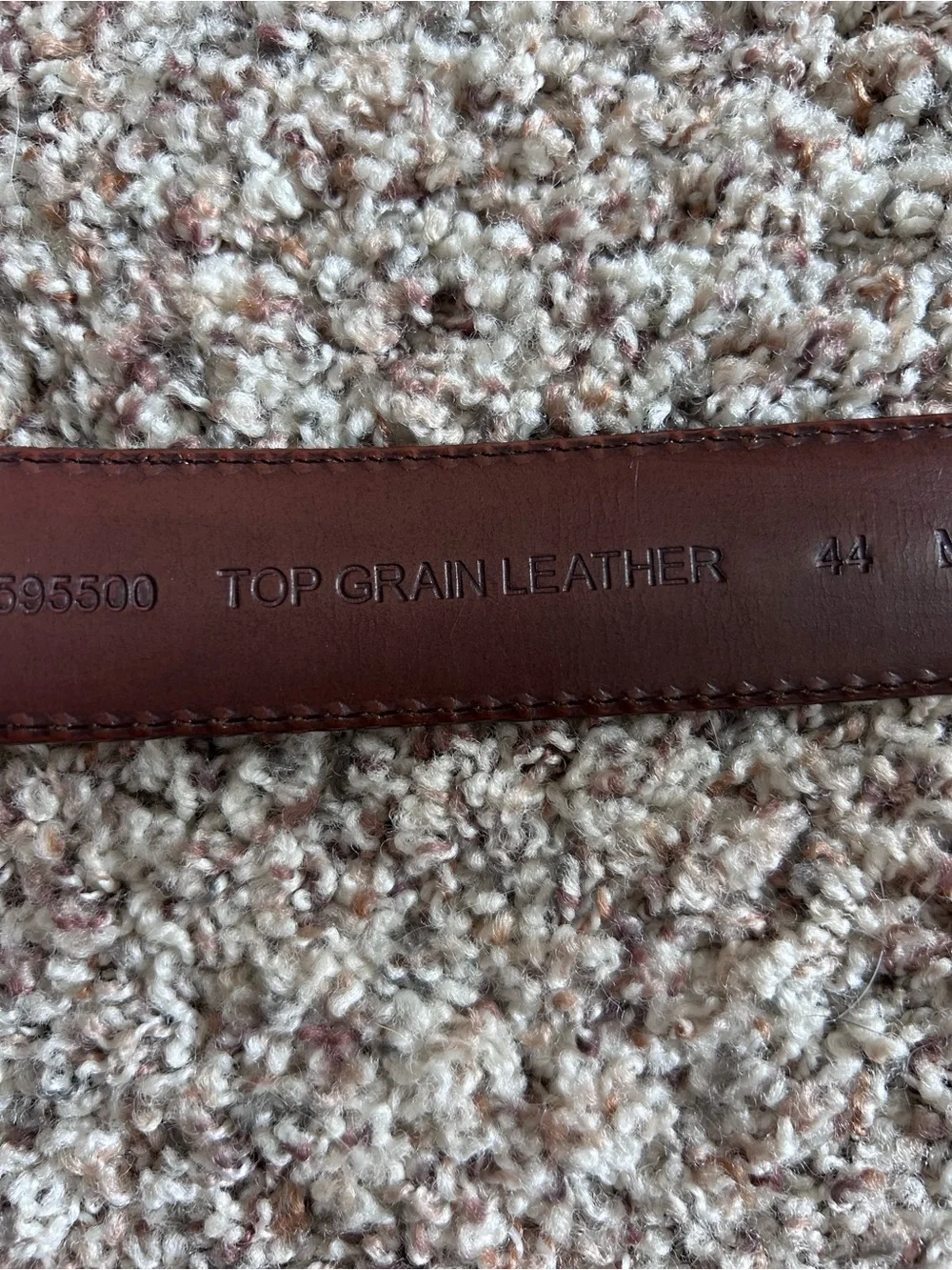 Mens Brown Genuine GrainLeather Belt with Contrast Stitching Size 44